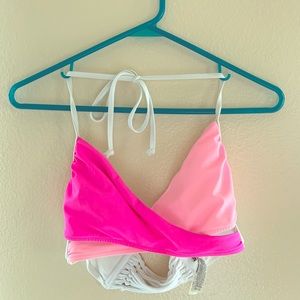 Pink criss cross bikini top
